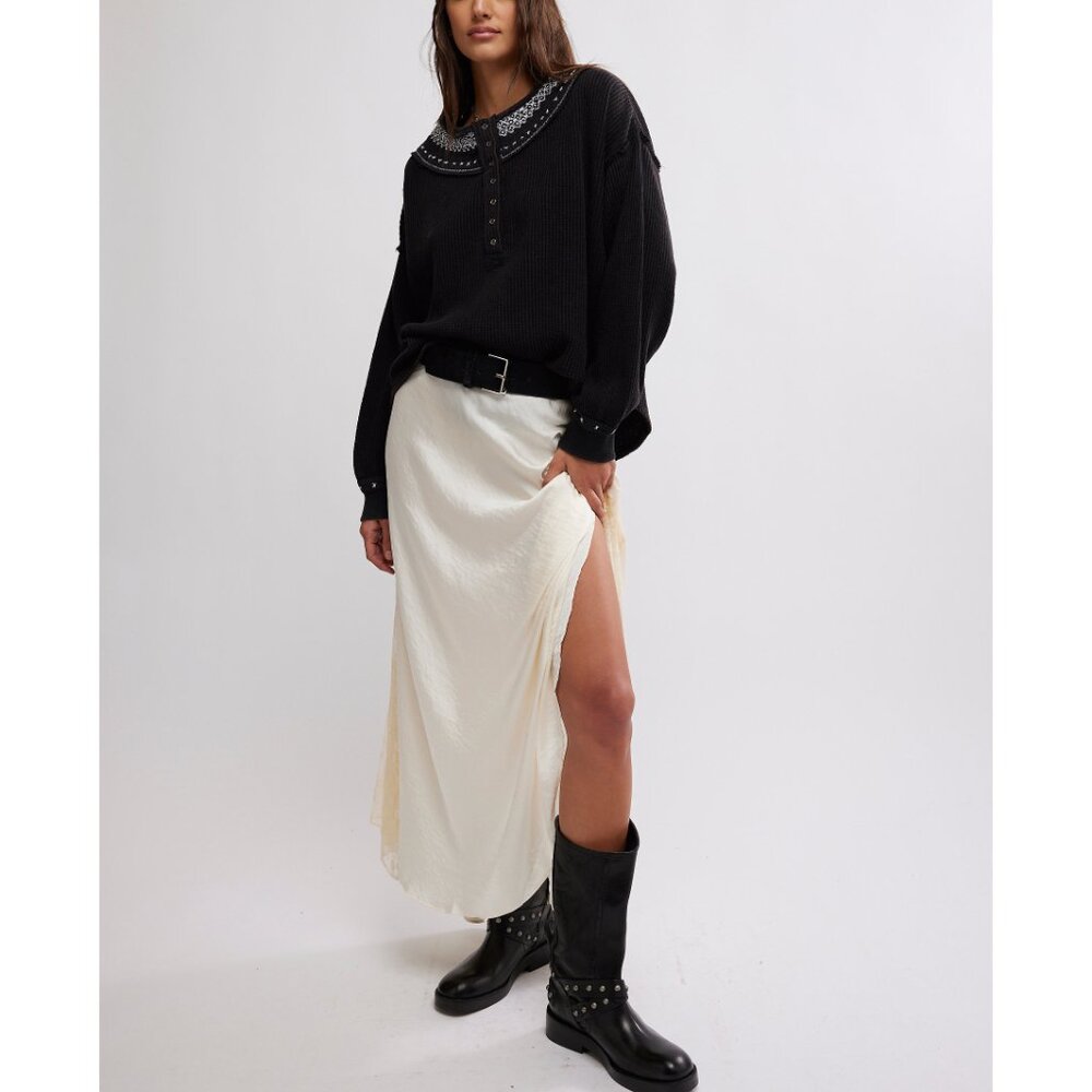 FREE PEOPLE We The Free Holly Henley / Black Combo - Picture 5 of 6